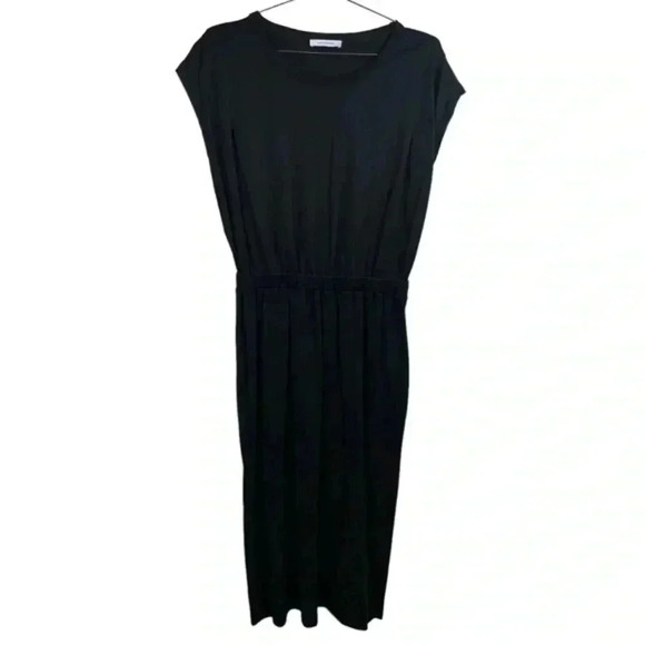 Ninety Percent‎ Black Cotton Jersey Midi Dress - Picture 1 of 5